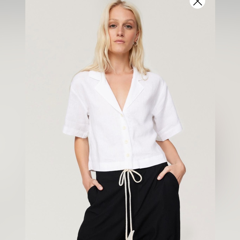 Madewell White Cropped Resort Shirt